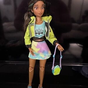 Disney Doll with Neon Yellow Jacket and Multicolor Tie-Dye Skirt